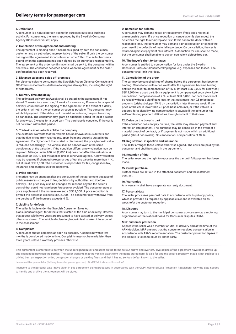 Delivery terms