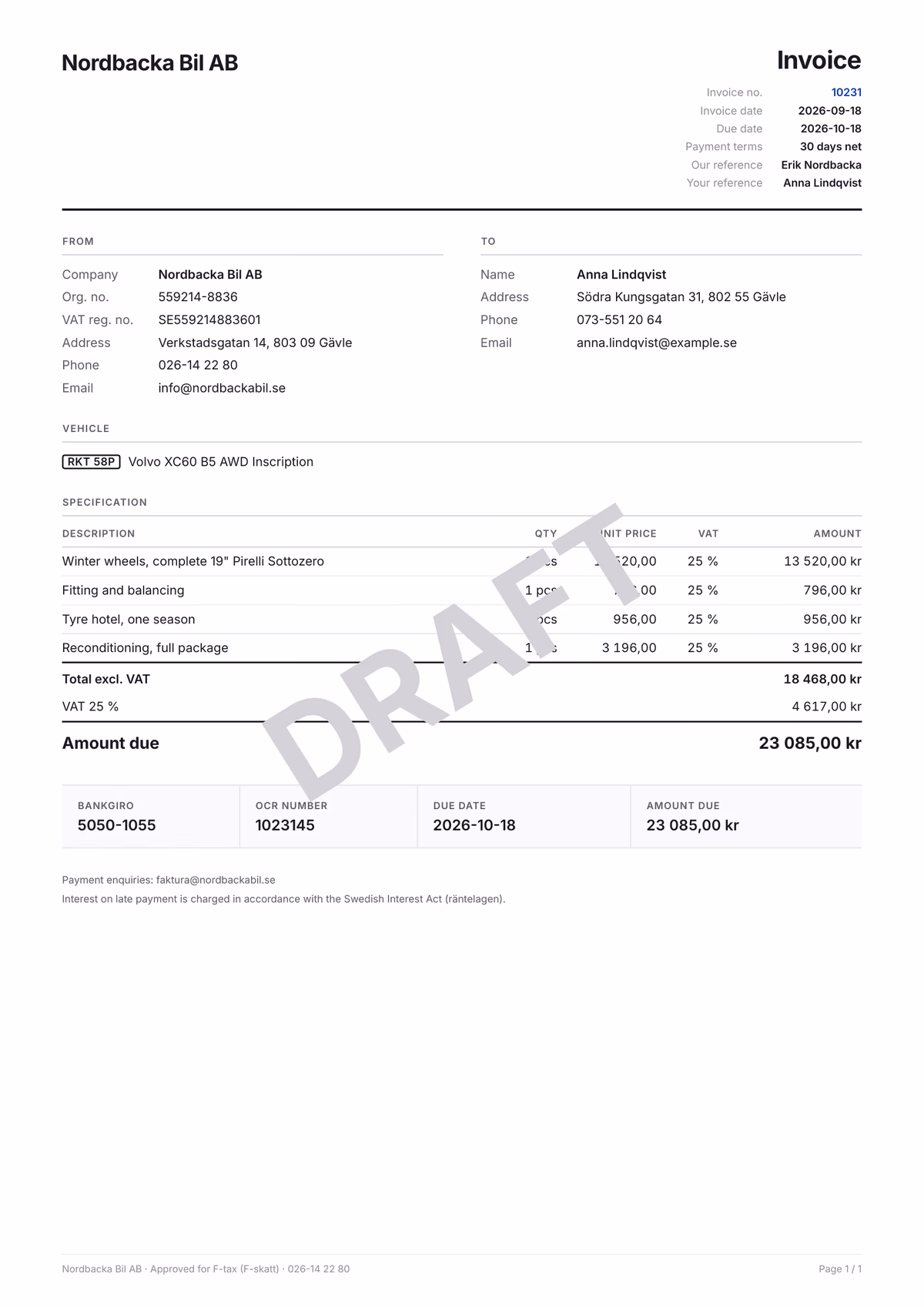Invoice draft